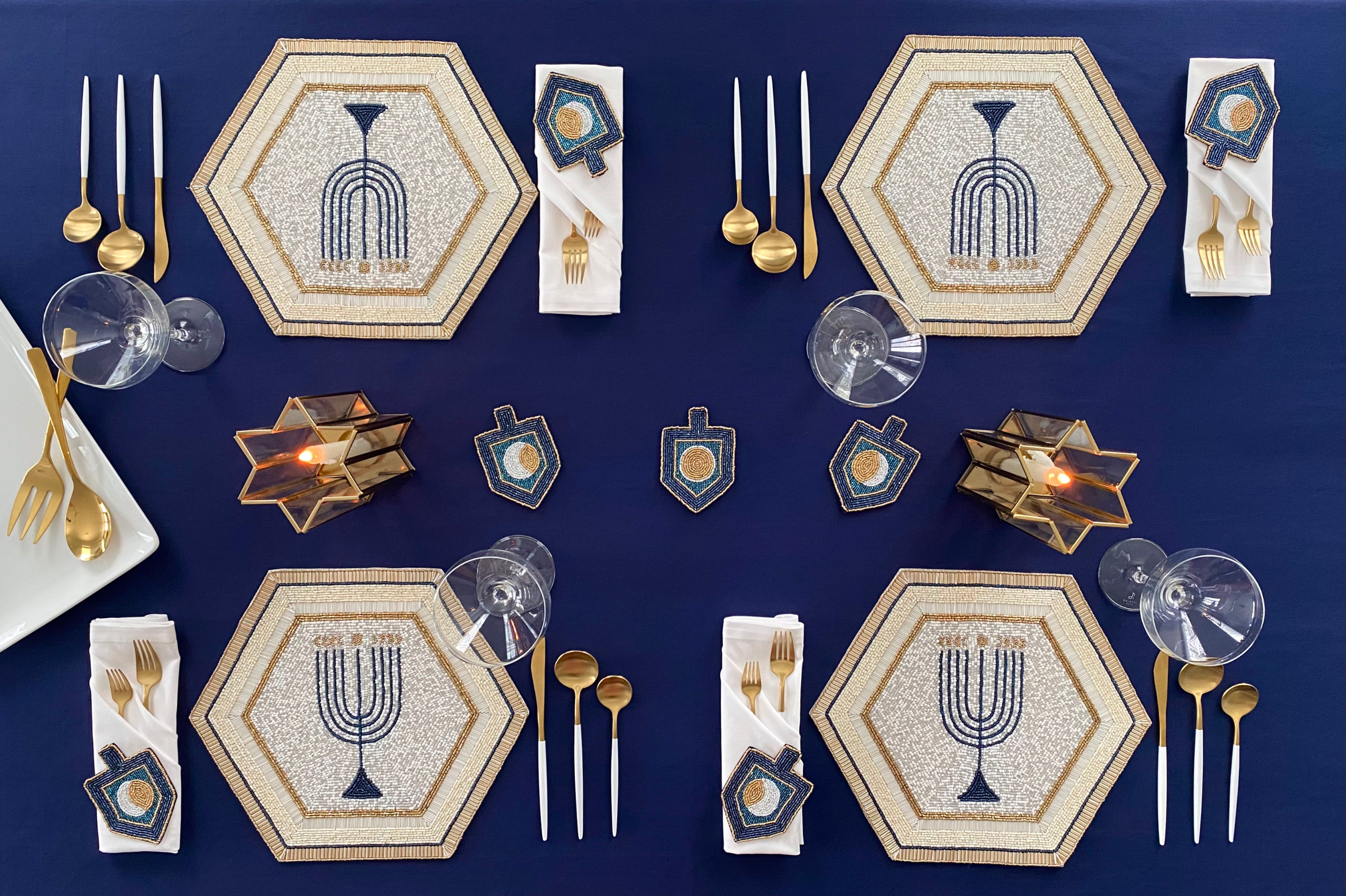 Luna Menorah Beaded Placemat