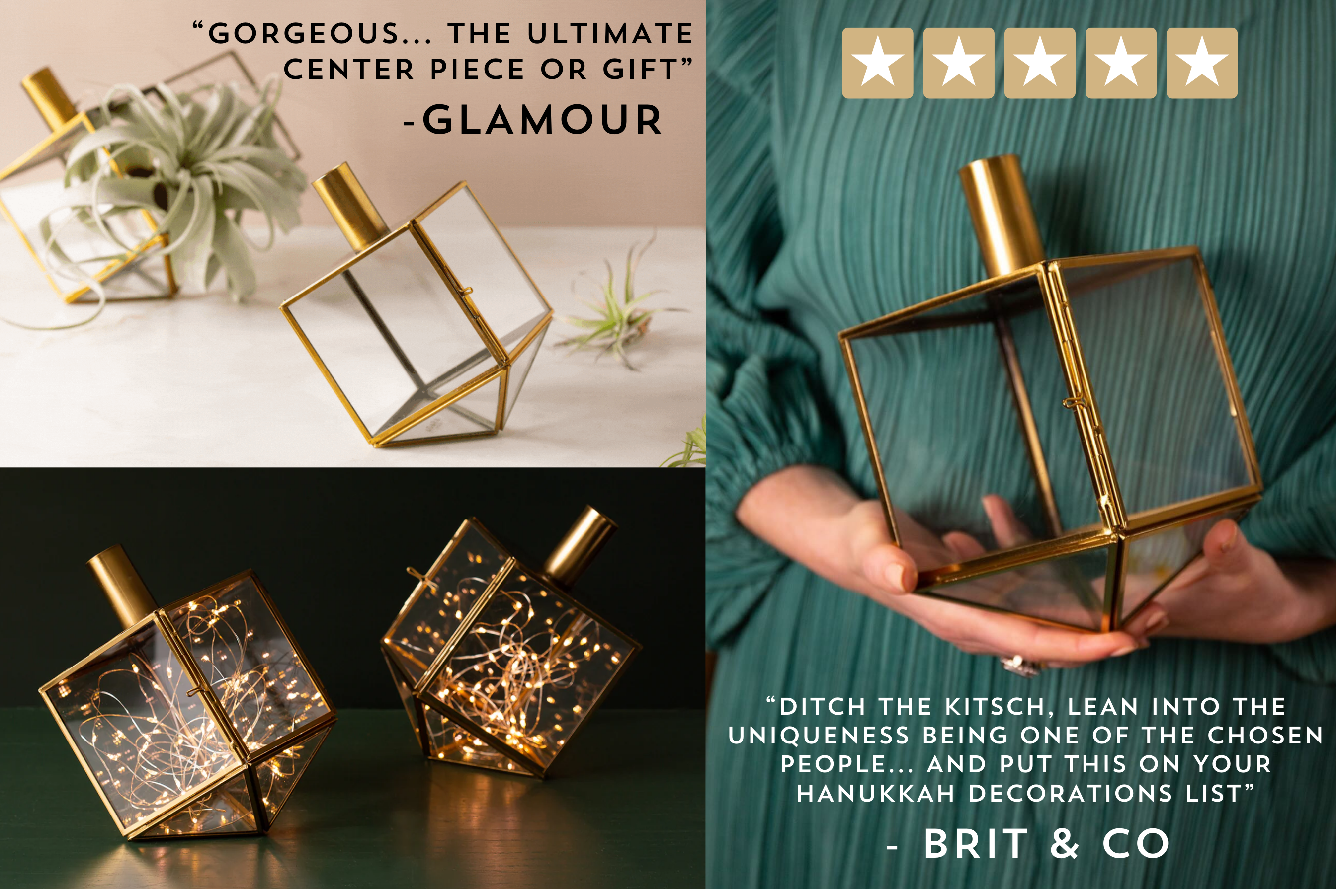Talia Dreidel Terrarium - Gold