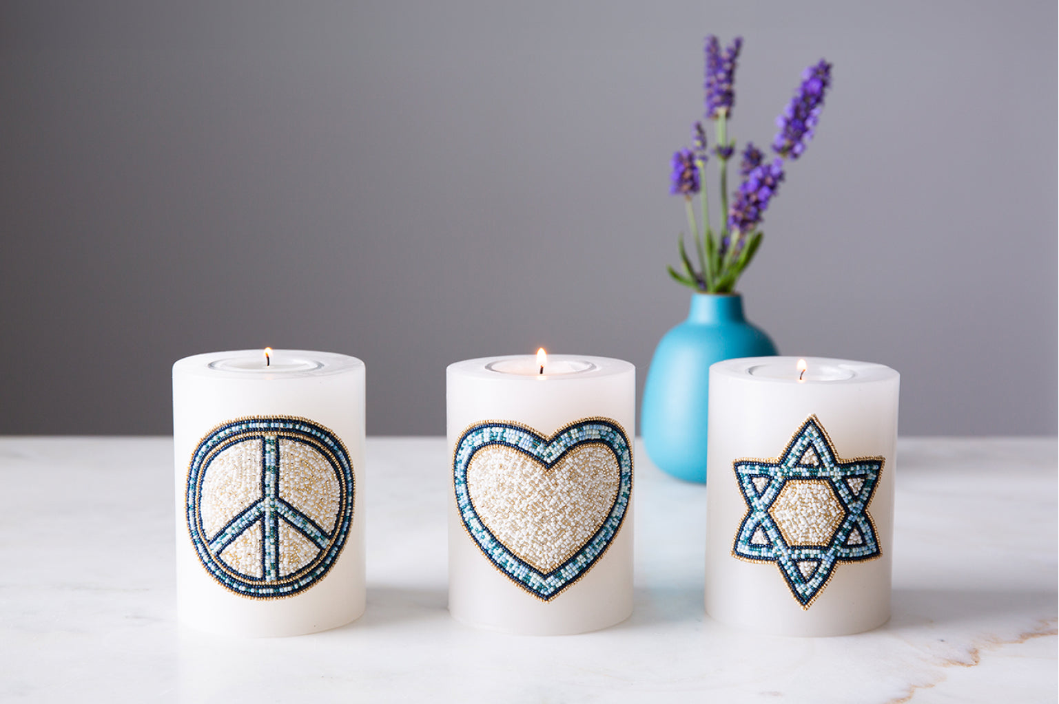 Basha Beaded Pillar Candles