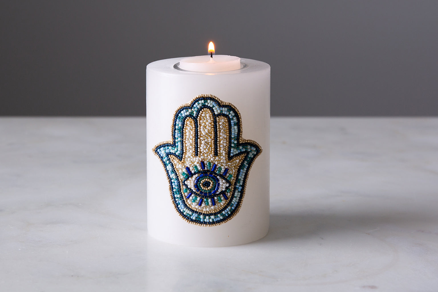 Basha Beaded Pillar Candles