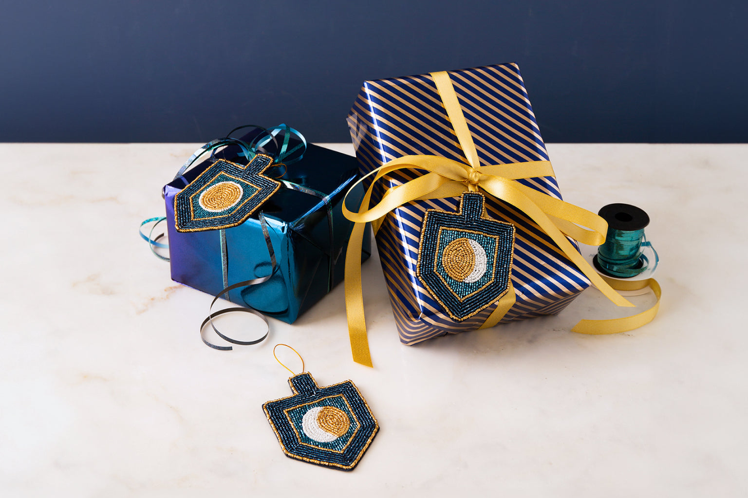 Mystic Moon Phases Dreidel Ornament Set