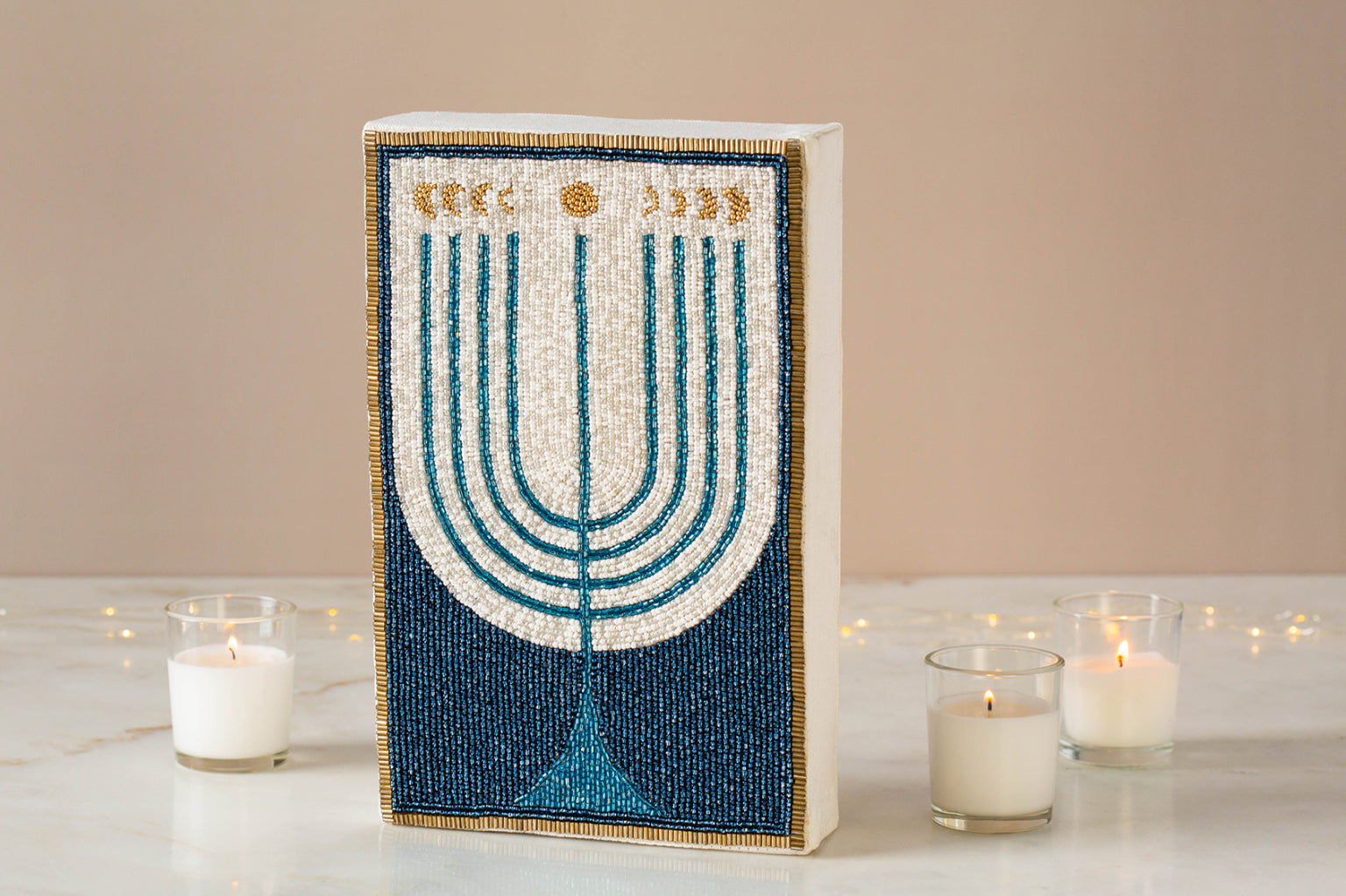 Luna Menorah Hand-Beaded Sign