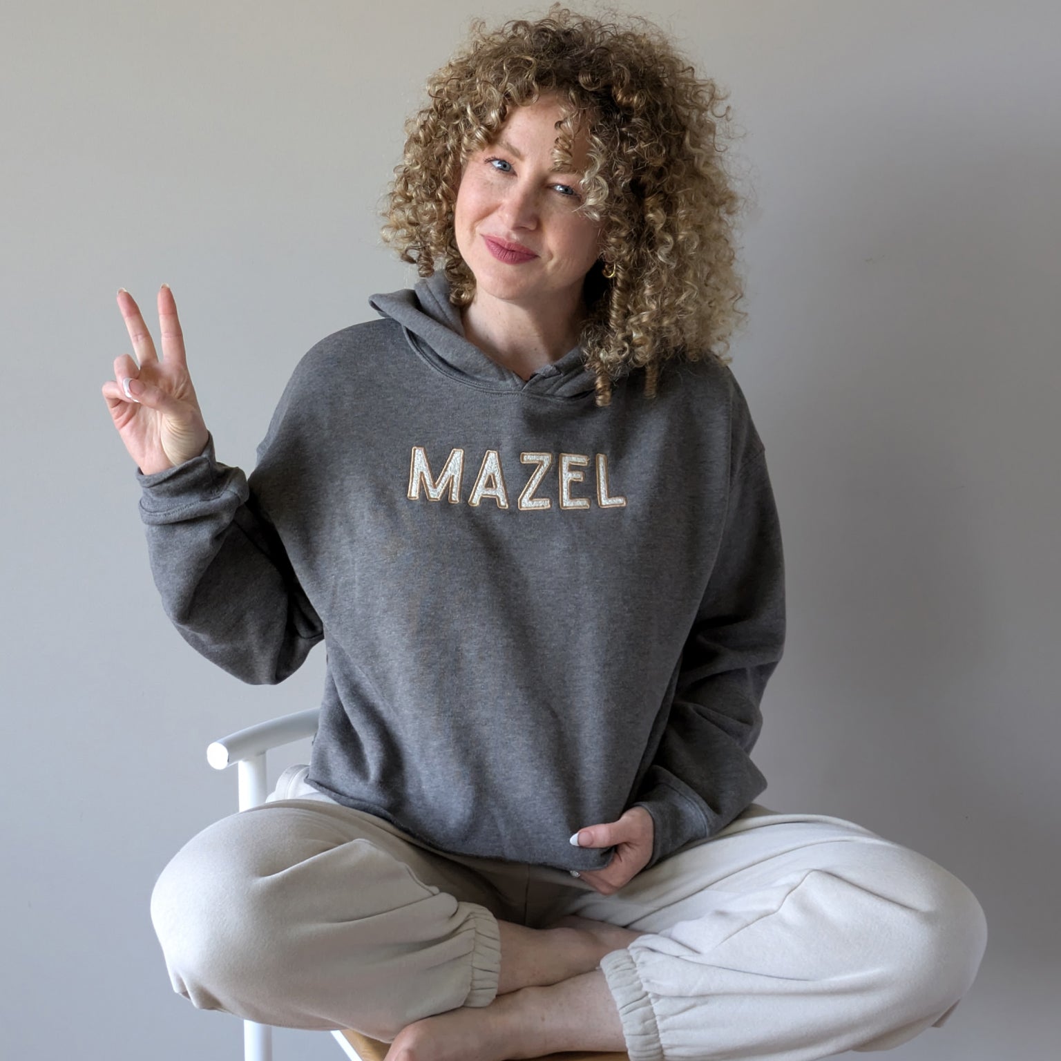 Mazel Embroidered Cropped Hoodie
