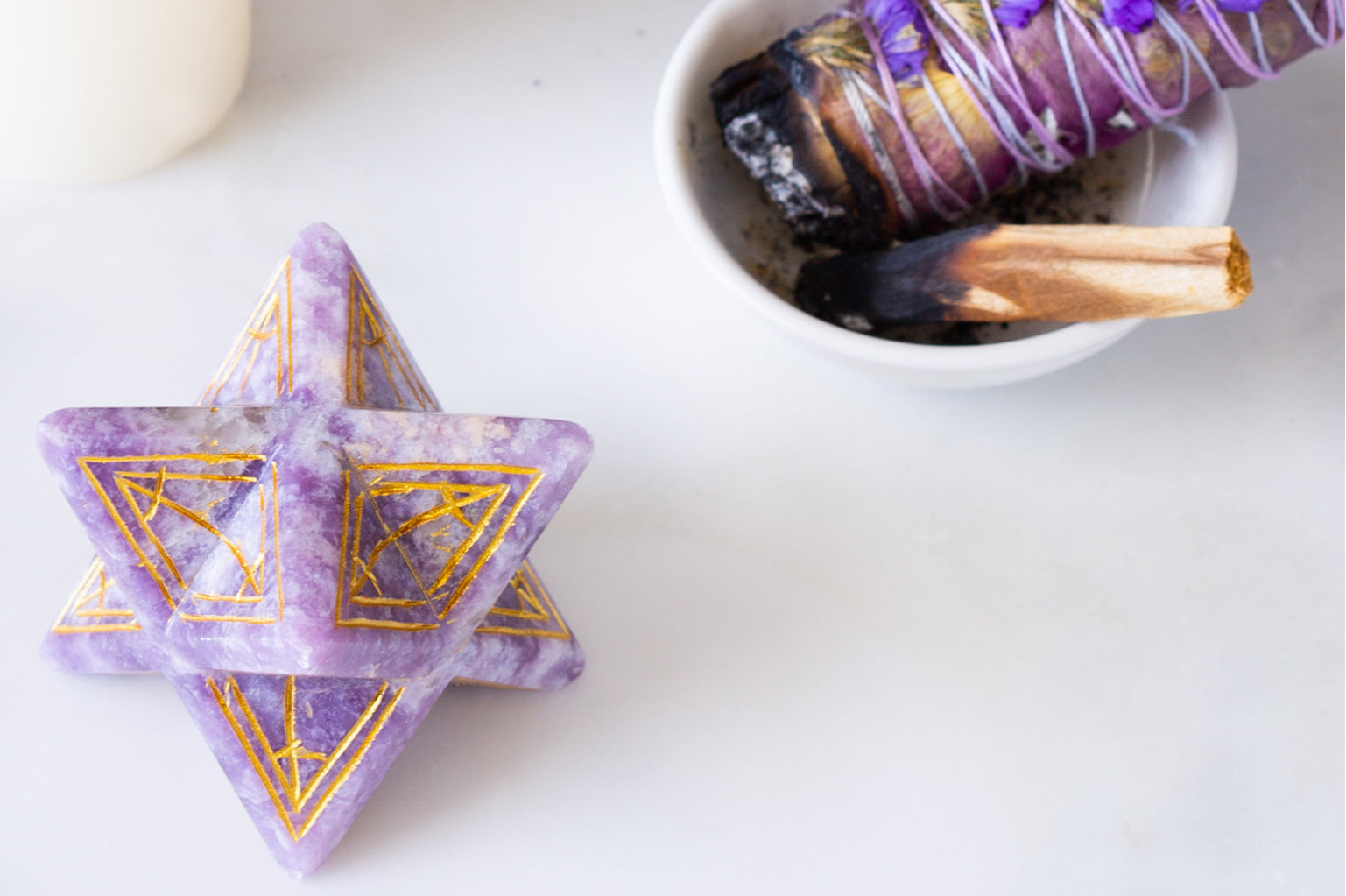 Kabbalah Crystal - Lepidolite Star of David