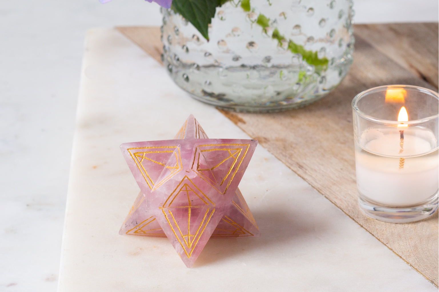 Kabbalah Crystal - Rose Quartz Star of David