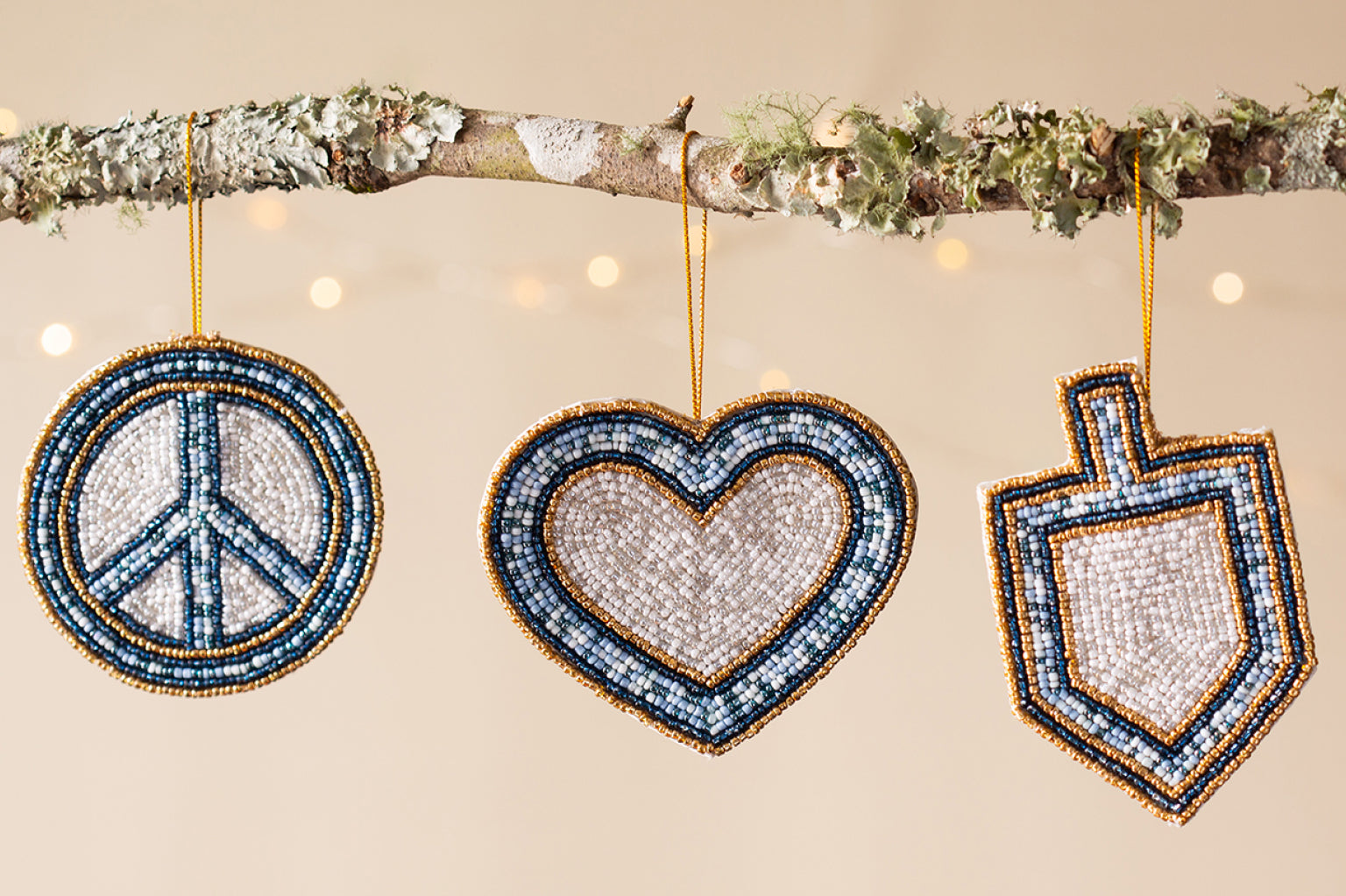 3pc Ornament Set: Peace Love Dreidel