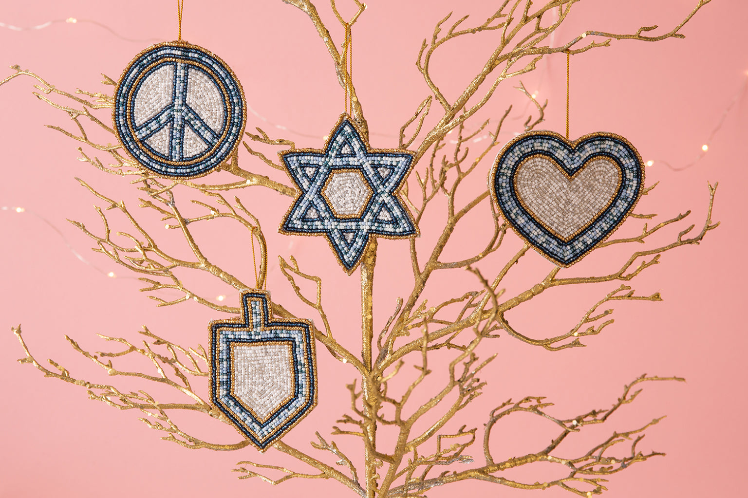 3pc Ornament Set: Peace Love Dreidel