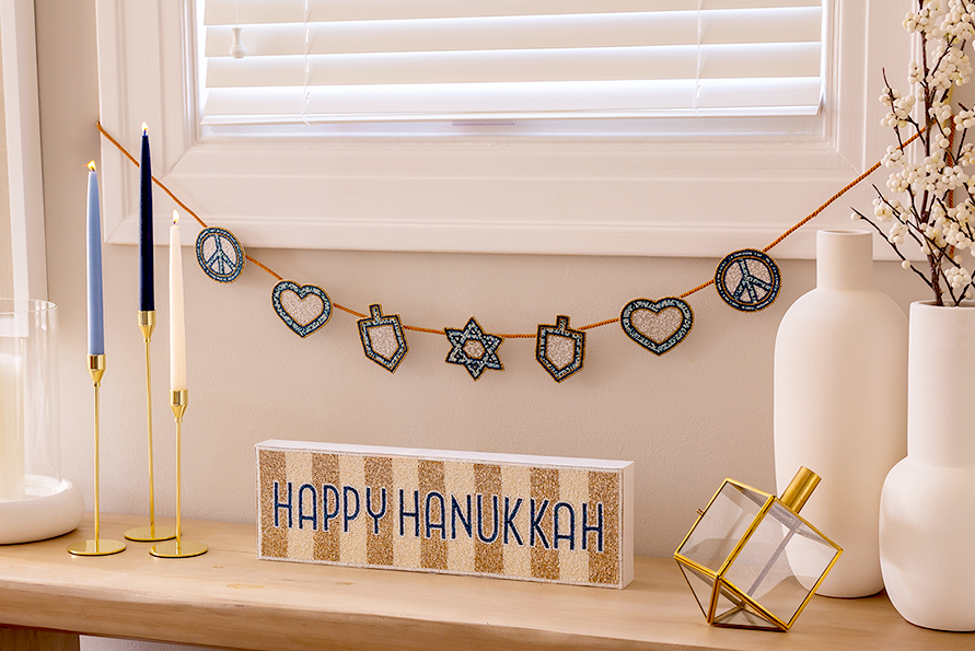 Nava Happy Hanukkah Beaded Sign