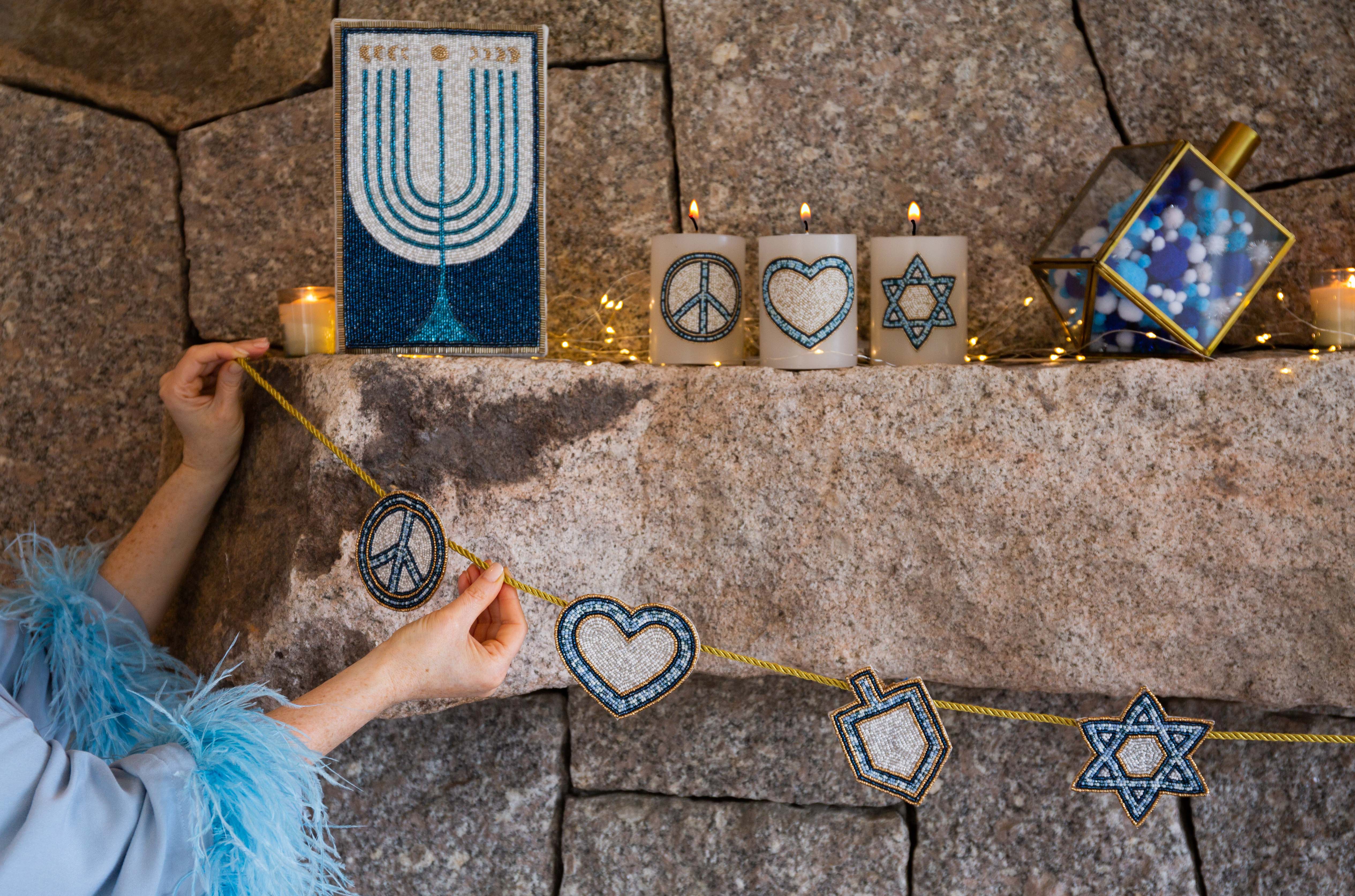 Peace Love Dreidel Hand-Beaded Garland