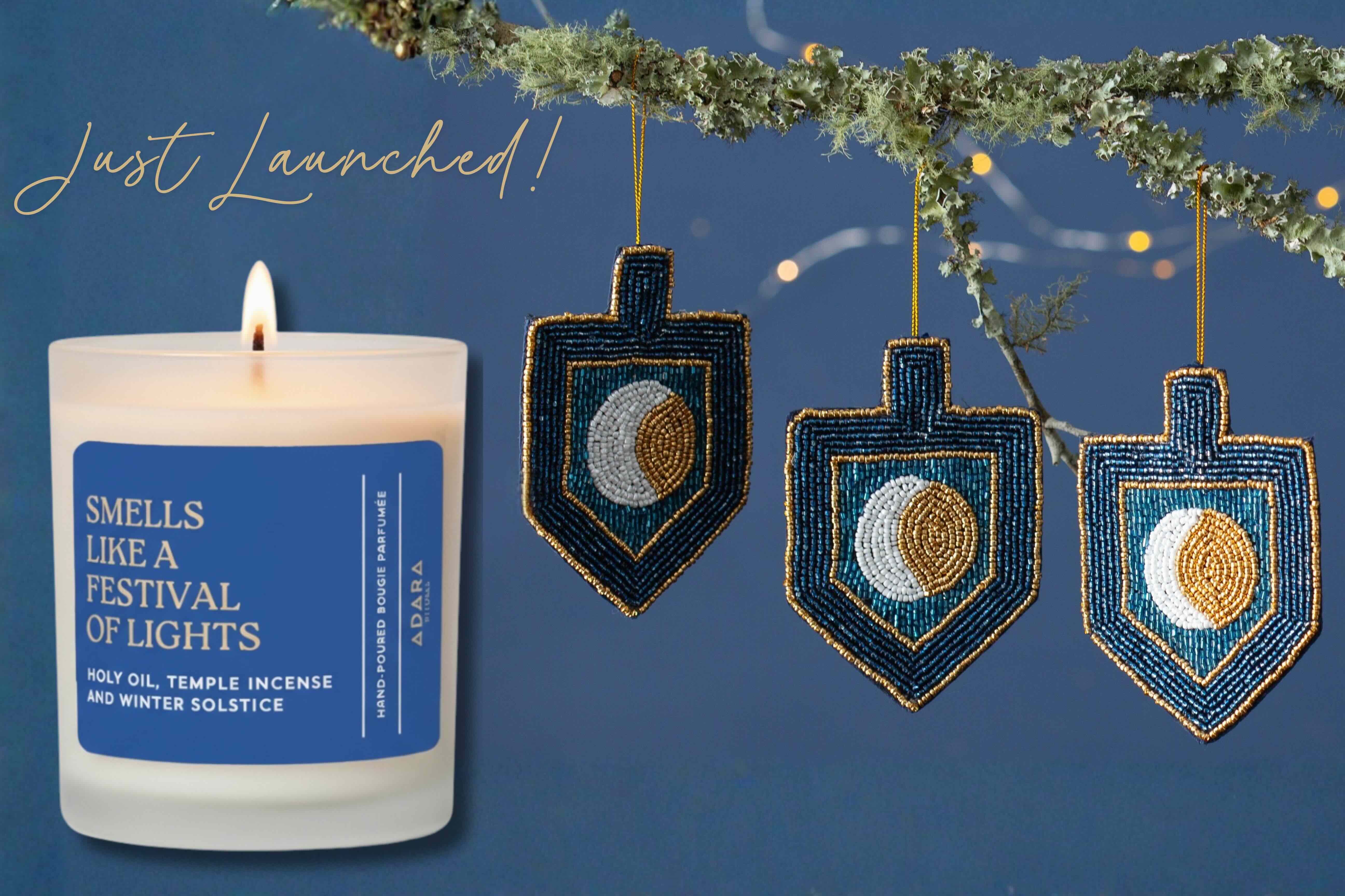 Smells Like a Festival of Lights + Free Moon Dreidel Ornaments