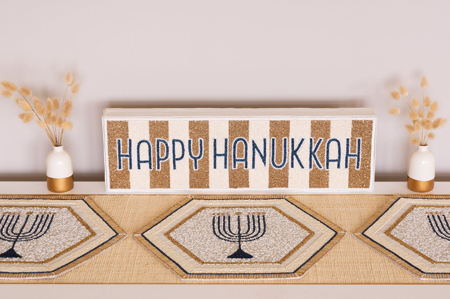 Nava Happy Hanukkah Beaded Sign