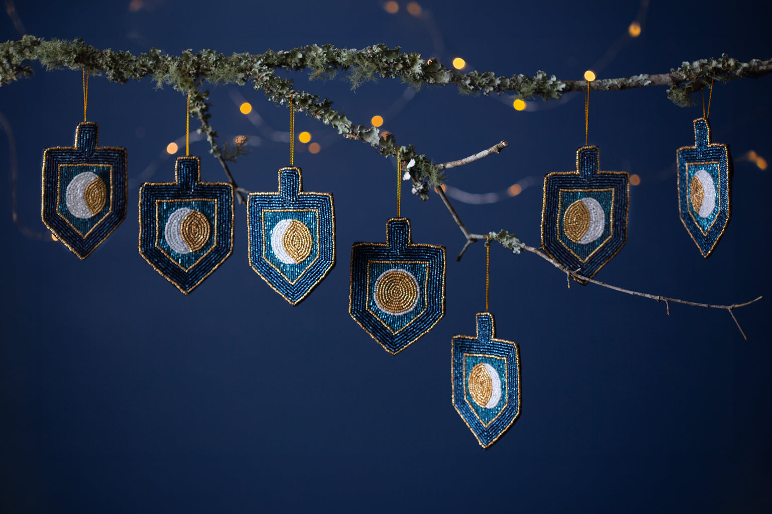 Moon Phases Dreidel Ornament & Garland Set