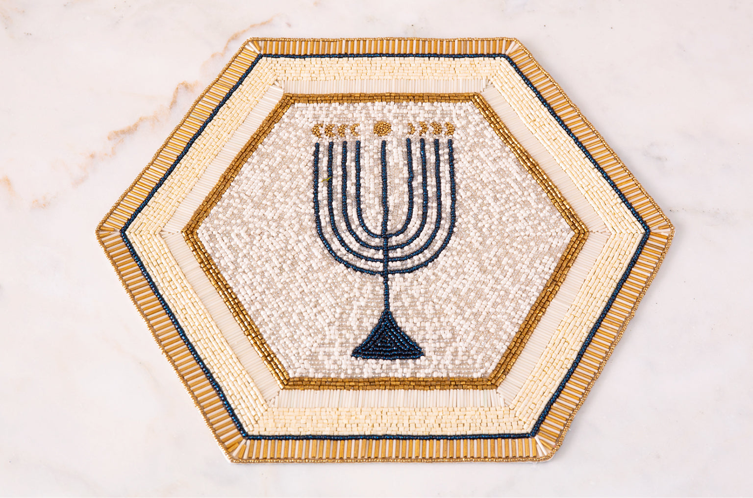 Luna Menorah Beaded Placemat