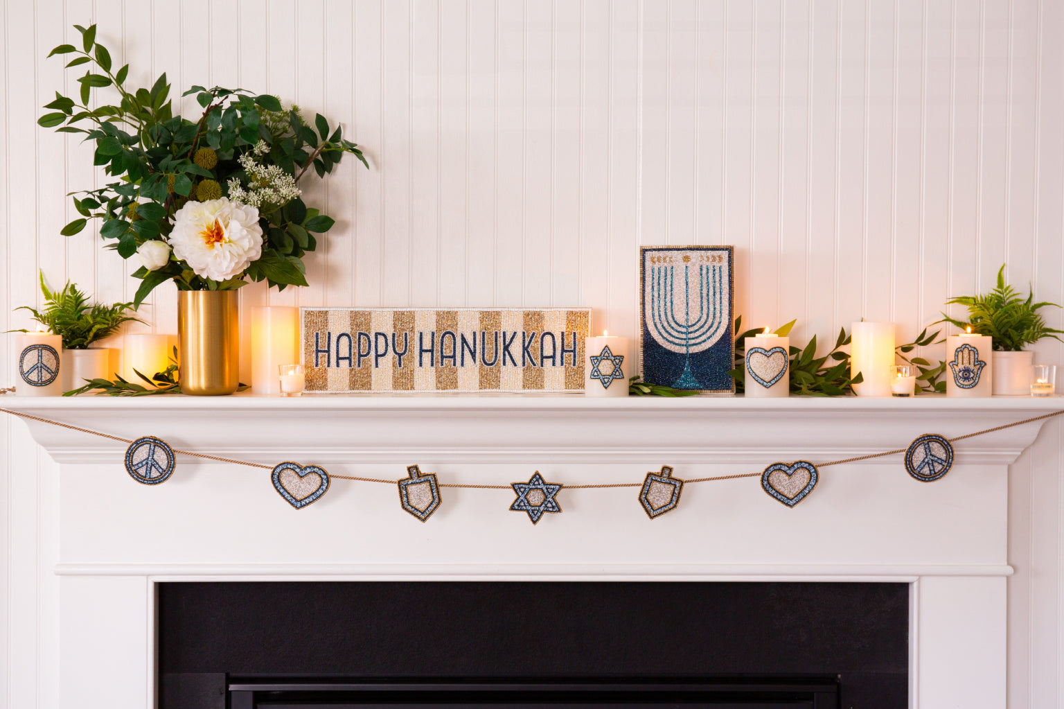 Nava Happy Hanukkah Beaded Sign